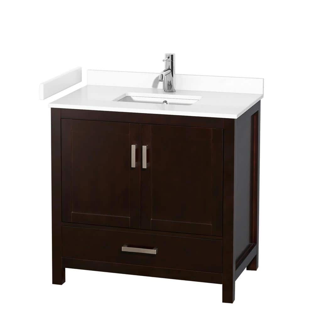 Sheffield 36 in. W x 22 in. D Single Bath Vanity in Espresso with Cultured Marble Vanity Top in White with White Basin price history on PriceWatchPro