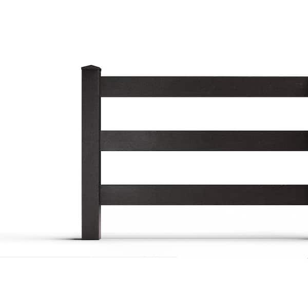 Natures Composites Composite Traditional 2-Board Ranch Rail (3 ft. H x 4 ft. W) Raven (Black)