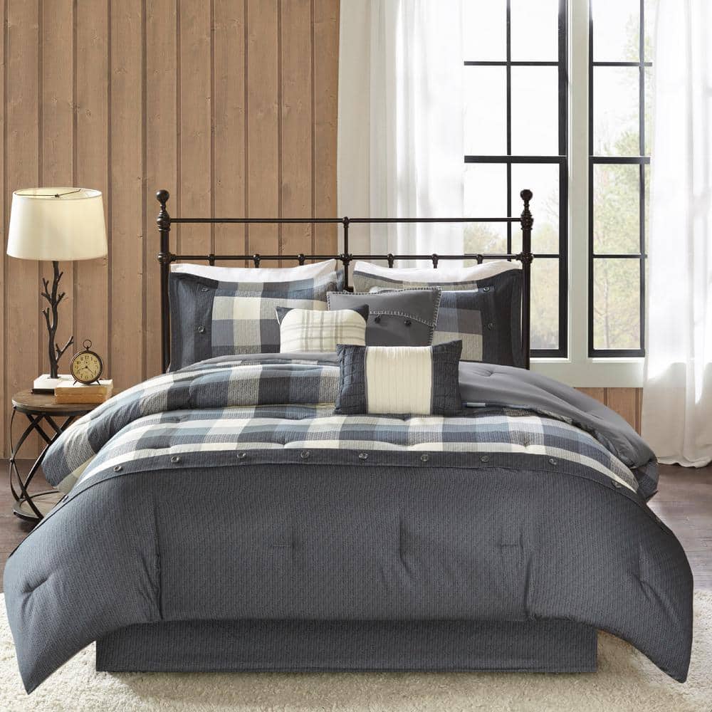 Gray Microfiber California King Herringbone Comforter Set