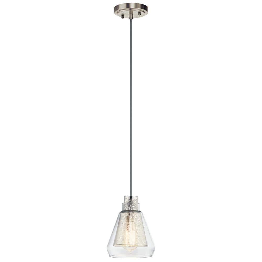 KICHLER Evie 7.75 in. 1-Light Brushed Nickel Transitional Shaded ...