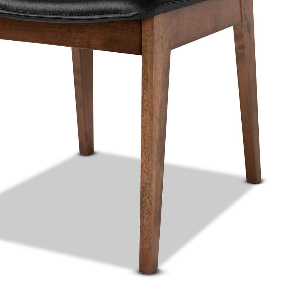Mid-Century Chic Afton Black Faux Leather & Walnut Wood Arm Chair