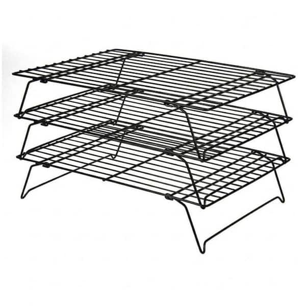 3 Tier Stainless Steel Non-Stick Collapsible Cooling Rack Black Baking Rack Oven Safe Wire Rack for Cookies Cakes