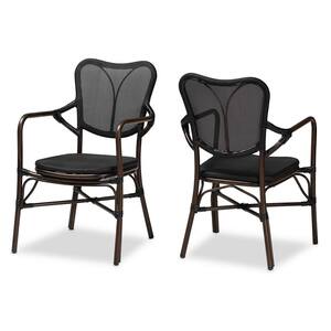 Erling Black and Brown Outdoor Dining Chair (Set of 2)