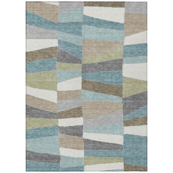 Chantille Machine Washable Indoor/Outdoor Abstract ACN2836 Teal 10 ft. x 14 ft. Area Rug