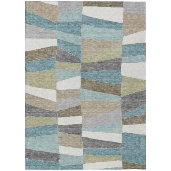 Chantille Machine Washable Indoor/Outdoor Abstract ACN2836 Teal 8 ft. x 10 ft. Area Rug