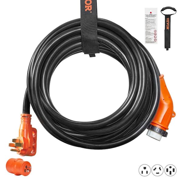 30 ft. STW 6/3 + 8/1 50 Amps 250 Volt Extension Cord NEMA 14-50P Male NEMA SS2-50R Female Plug