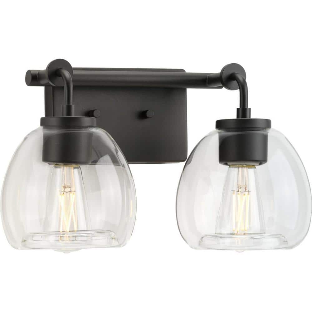 Caisson 14.62 in. 2-Light Graphite Clear Glass Urban Industrial Bath Vanity Light price history on PriceWatchPro