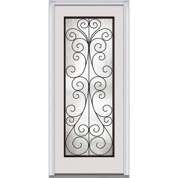 MMI Door 32 in. x 80 in. Camelia Left-Hand Full Lite Classic Primed Steel Prehung Front Door