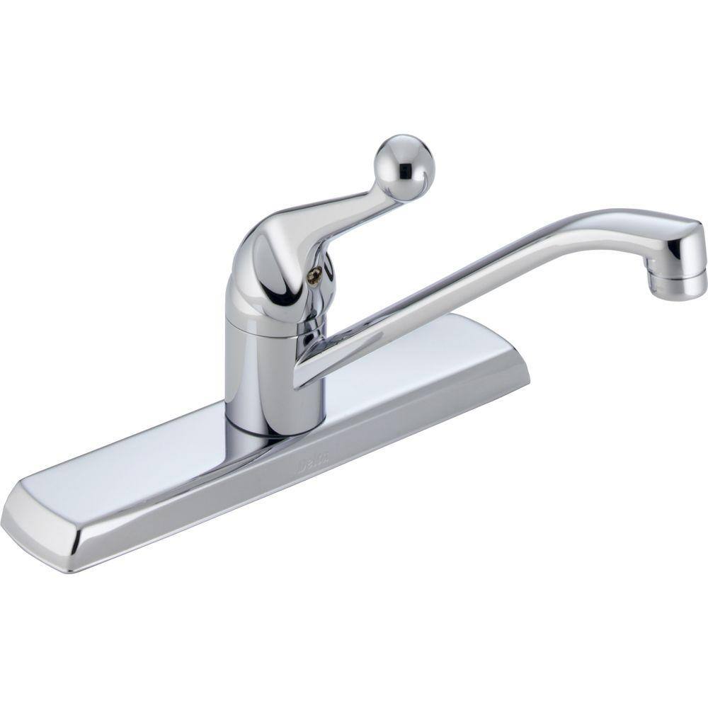 Delta Classic Single Handle Standard Kitchen Faucet In Chrome 120lf The Home Depot