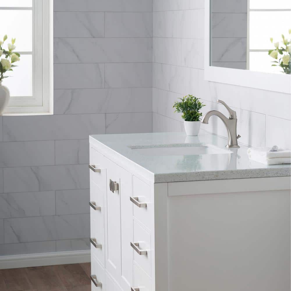 Elavo 17-inch White Ceramic Square Undermount Bathroom Sink