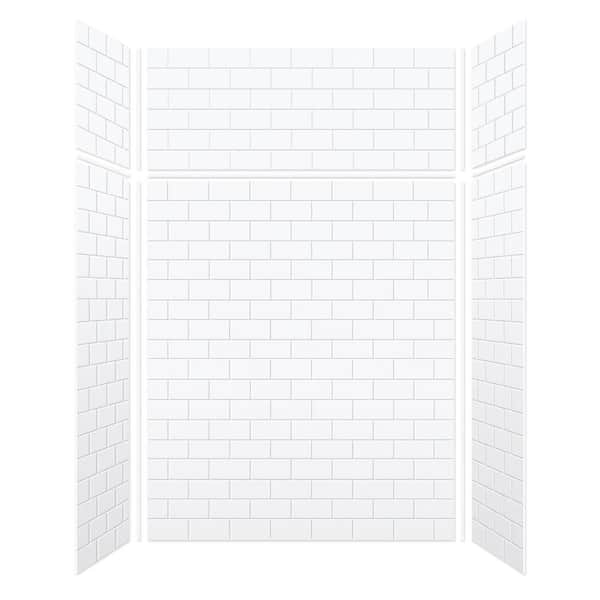 Transolid Saramar 60 in. W x 96 in. H x 36 in. D 6-Piece Glue to Wall Alcove Shower Wall Kit with Extension in White