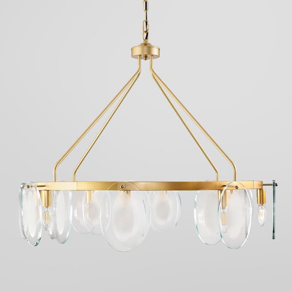 8-Light Gold Chandelier for Dining Living Room Bedroom with E12 Bulb,No Bulbs Included