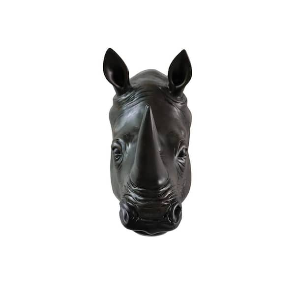 HI-LINE GIFT LTD. Black 14.56 in. x 12.99 in. Rhinoceros Head Resin Wall Mount Art