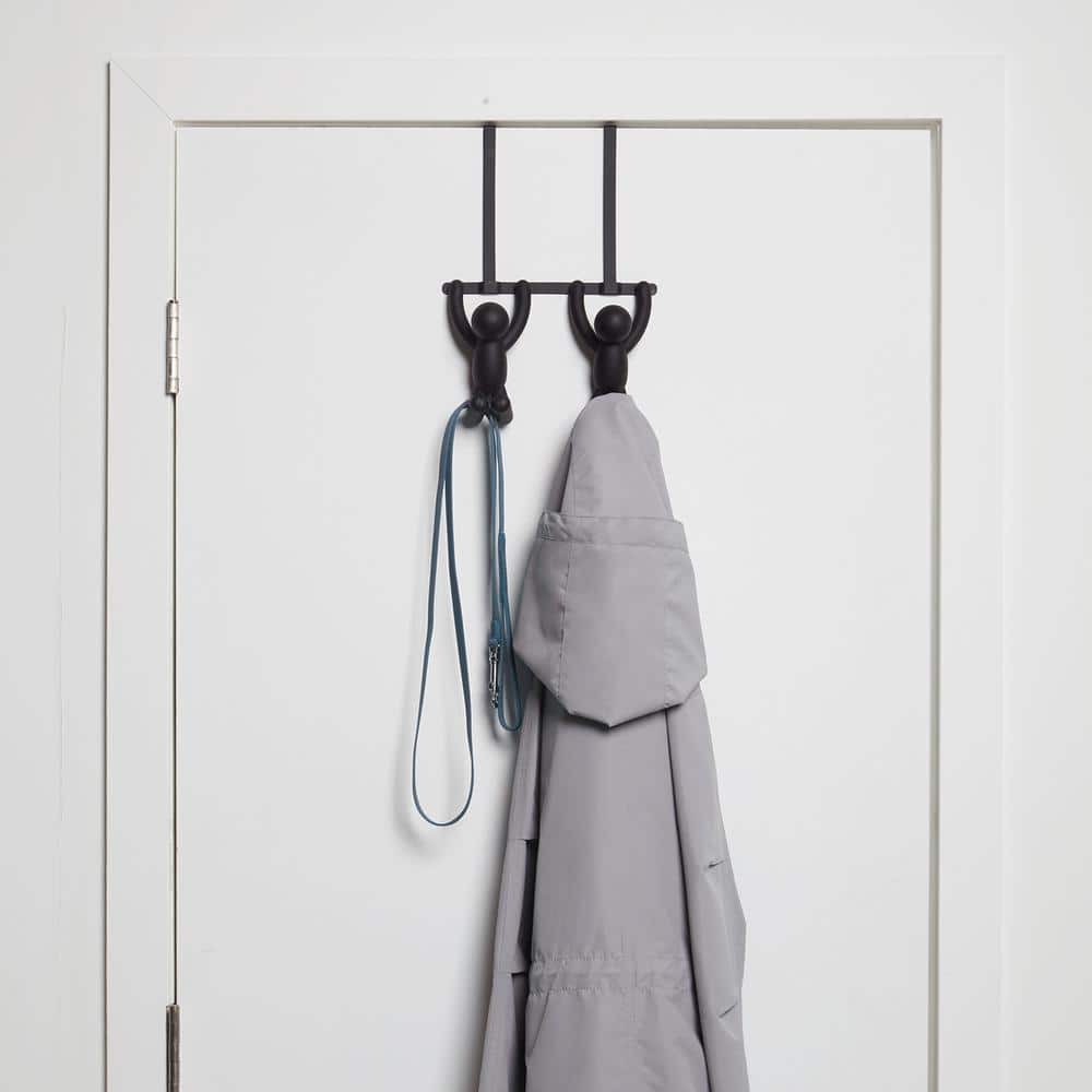 Buddy Black Plastic and Metal Over-the-Door Hook Rack