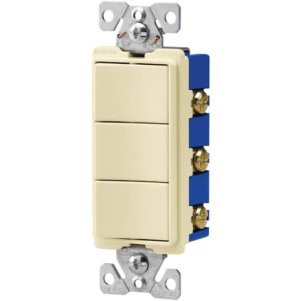 Eaton 15 Amp 120-Volt 3-Way Decorator 3 Single-Pole Combination Switches in Almond