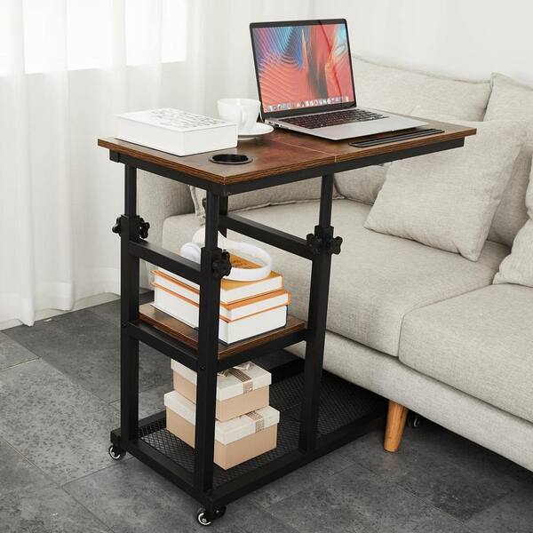 C-Shaped Mobile Computer Desk Home Office Desk Height Adjustable Bedside Table 
