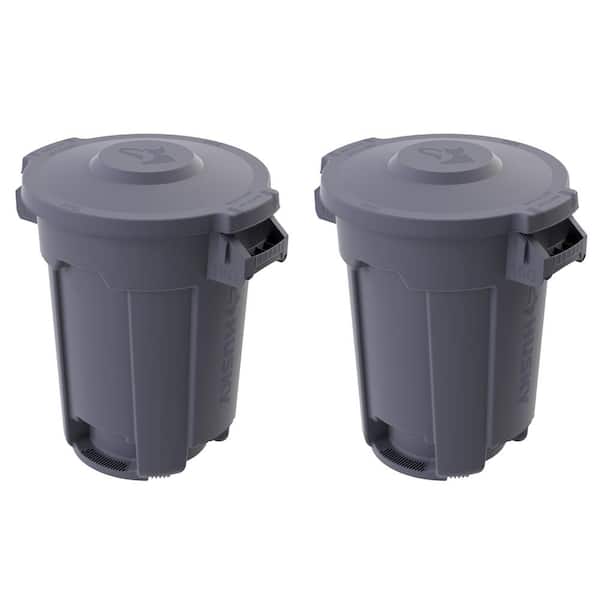 10 gal. Grey Heavy Duty Commercial Outdoor Trash Can with Domed Lid (2-Pack)