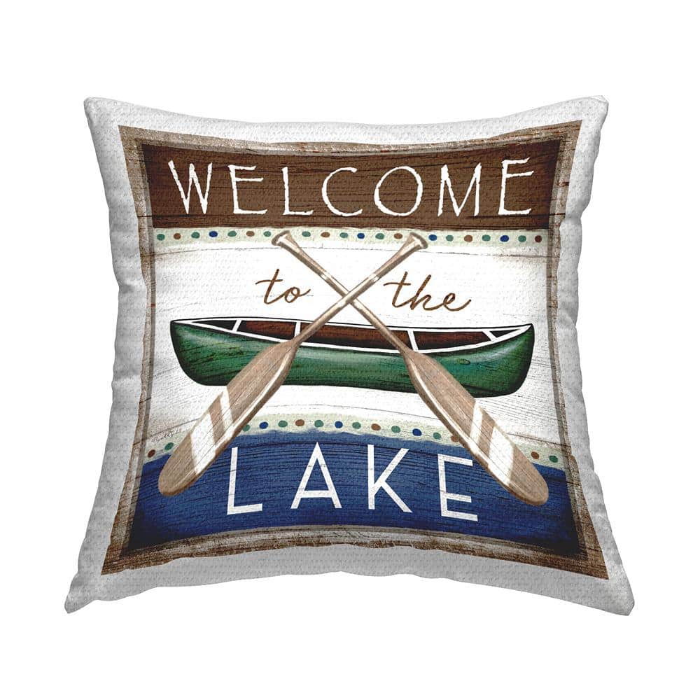 Welcome to Lake Rustic Canoe Crossed Paddles Multi-Color Square Outdoor Throw Pillow price history on PriceWatchPro