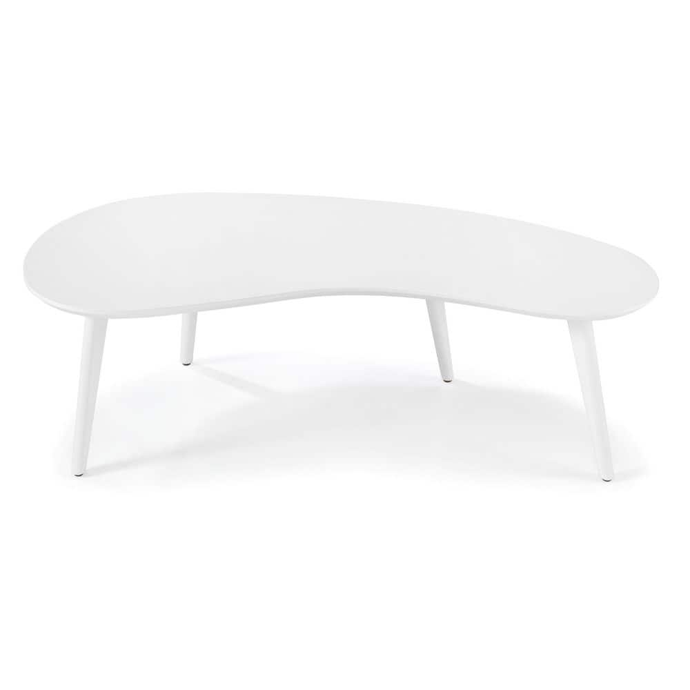 Camaflexi Mid Century Modern 47 in. White Specialty Solid Wood Top Coffee Table