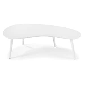Mid Century Modern 47 in. White Specialty Solid Wood Top Coffee Table