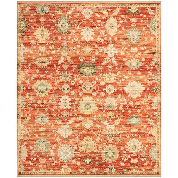 Antique Bloom Brick 10 ft. x 13 ft. Medallion Traditional Area Rug