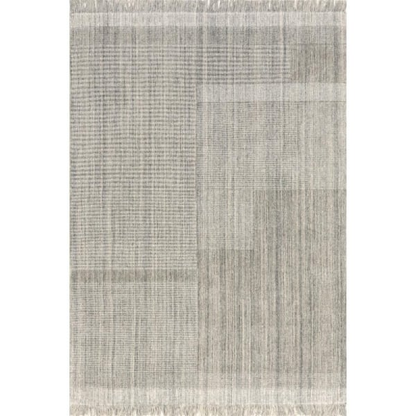 9 ft. x 12 ft. Grey Mozai Fringed Wool-Blend Light Indoor Area Rug