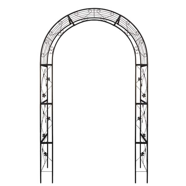 AUTMOON 98.4 in. Metal Garden Arch Garden Arbor Trellis Climbing Plants Support Wedding Archway, Black