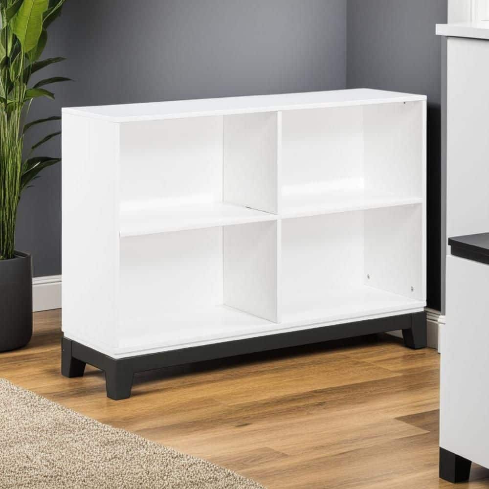Thiem 30.5 in. Tall White and Black Veneer Wood 4-Shelf Standard Cube Bookcase price history on PriceWatchPro