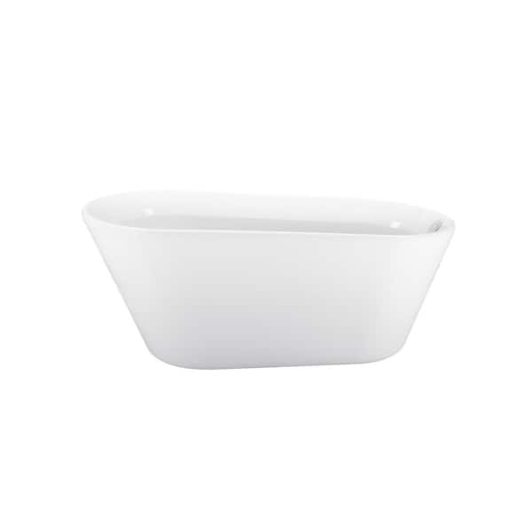 JimsMaison 61 in. x 30 in. Acrylic Soaking Bathtub with Left Drain in White