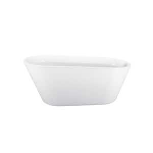 61 in. x 30 in. Acrylic Soaking Bathtub with Left Drain in White