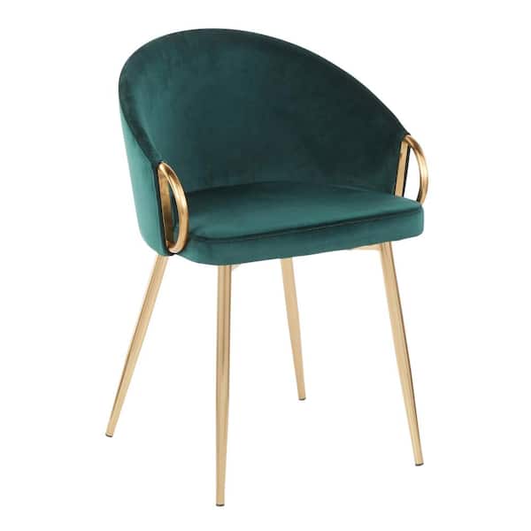 Lumisource Claire Green Velvet and Gold Dining Chair