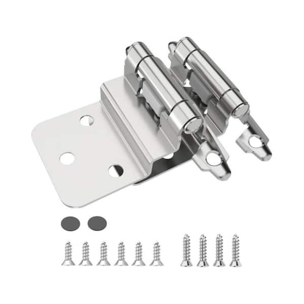 3/8 in. Inset Cabinet Hinges Self Closing Flush Face Mount Hinges Brushed Nickel for Cabinet Bathroom Vanities (50-Pack)