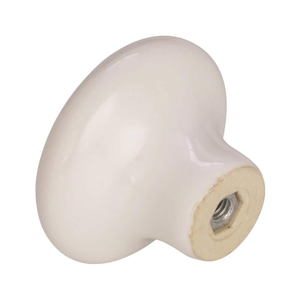 White Ceramic 1.5" Mushroom Cabinet Knob