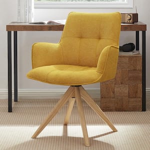 Appolo Modern Cute Khaki Fabric Swivel Accent Side Chair with Oak Legs