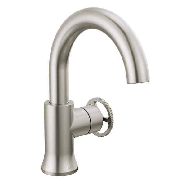 Delta Trinsic Wheel Single-Handle High Arc Single-Hole Bathroom Faucet in Stainless