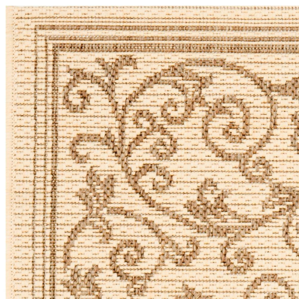 Courtyard Scroll 2'7" x 5' Natural Brown Synthetic Round Area Rug
