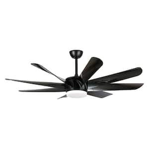 Thank 60 in. Integrated LED Black Ceiling Fan with Light and Remote Control