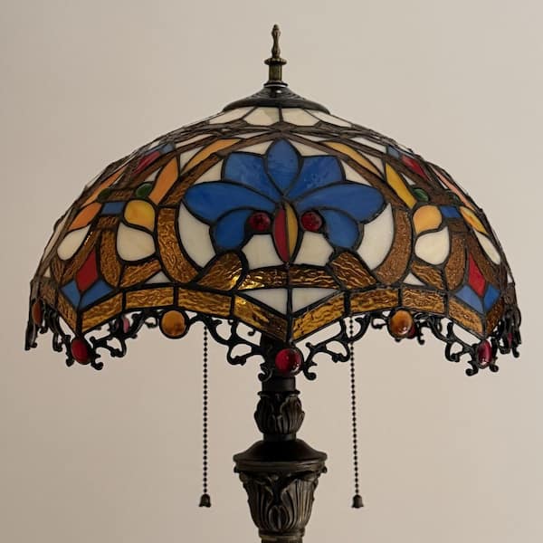 Lasaideal 64 in. Tiffany Style Bronze Finish 2-Light Standard