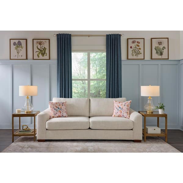 Mirren 86 in. Tapered Arm Performance Fabric Sofa in Wheat