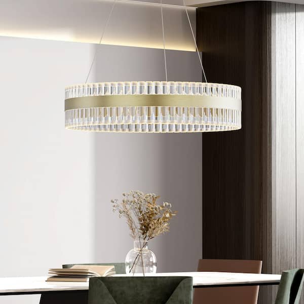 23.6 in. Crystal Lantern Dimmable Integrated LED Chrome Chandeliers Dining Kitchen Ceiling Lights Foyer Bedroom Lighting