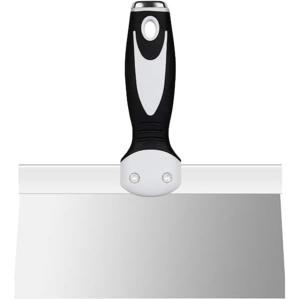 KIWDZFU 8 in. Stainless Steel Drywall Taping Knife with Soft Grip Handle for Skimming and Plastering