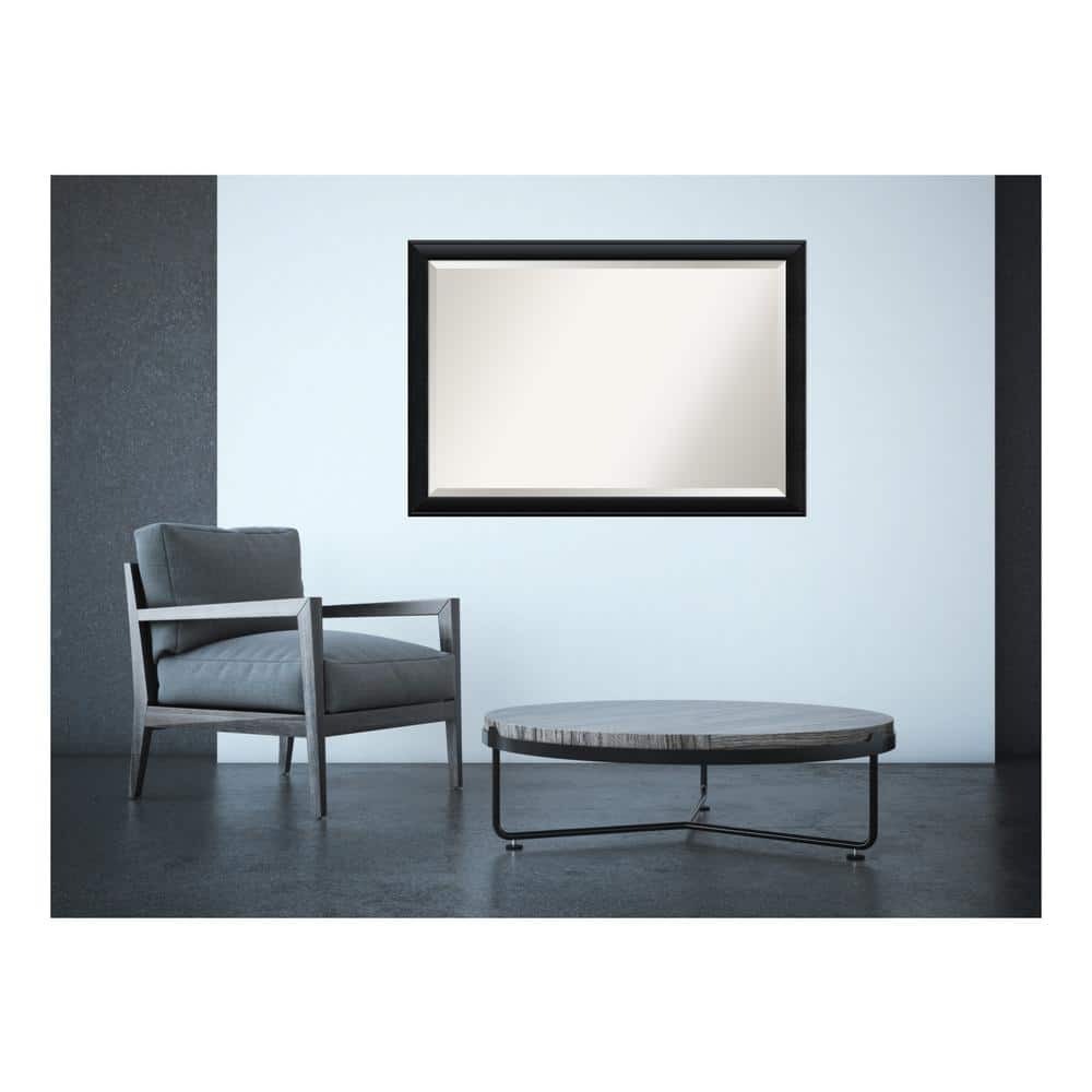 Medium Rectangle Satin Black Contemporary Mirror (27.38 in. H x 39.38 in. W