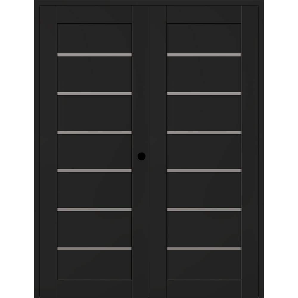Alba 72 in. x 80 in. Left Active 6-Lite Frosted Glass Black Matte Composite Double Prehung Interior Door price history on PriceWatchPro
