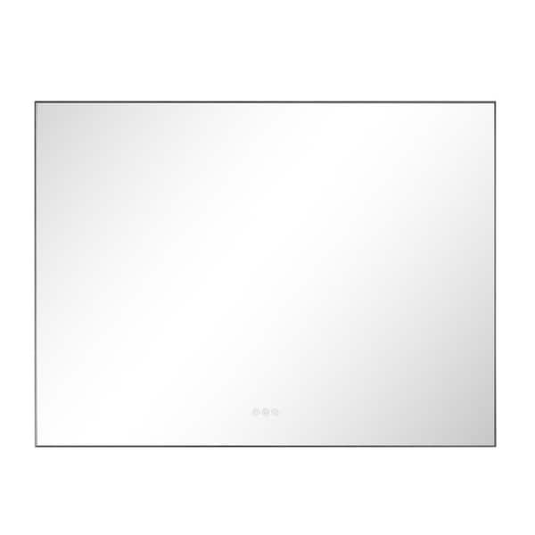 Andrea 36 in. W x 48 in. H Large Rectangular Metal Framed Dimmable Anti Fog Wall Mount LED Light Bathroom Vanity Mirror in Grey