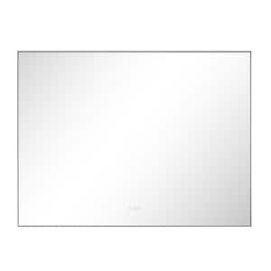 36 in. W x 48 in. H Large Rectangular Metal Framed Dimmable Anti Fog Wall Mount LED Light Bathroom Vanity Mirror in Grey