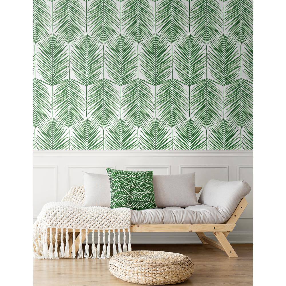 Green Palm Leaf Summer Boho-chic Prepasted Wallpaper