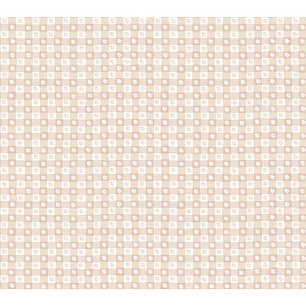 Daisy Gingham Blush Floral Check Premium Peel and Stick Wallpaper