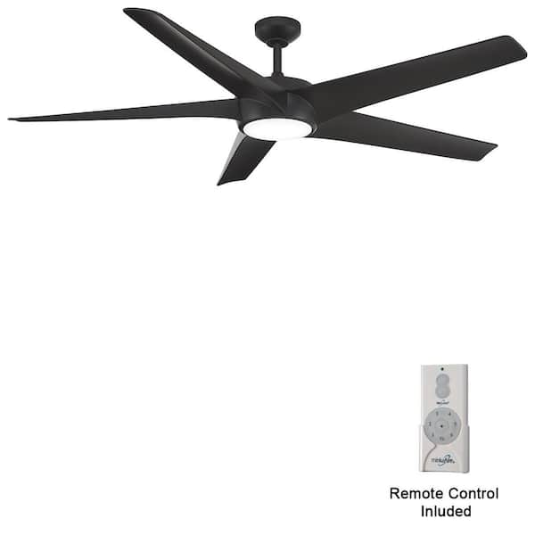 MINKA-AIRE Skymaster 65 in. Indoor Black Windmill Ceiling Fan with Warm ...