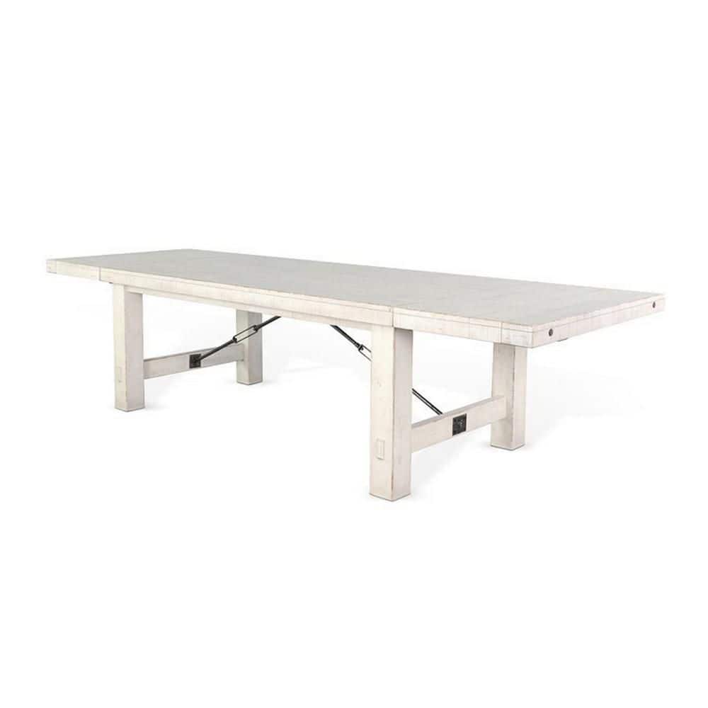 White Mahogany Extendable Dining Table with Metal Accents