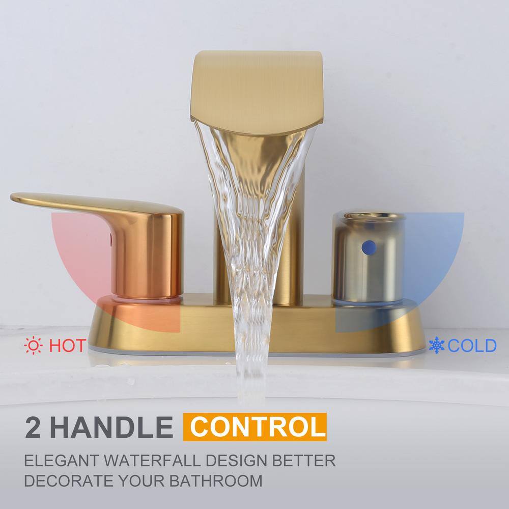 Brushed Gold Stainless Steel Double Handle Bathroom Faucet